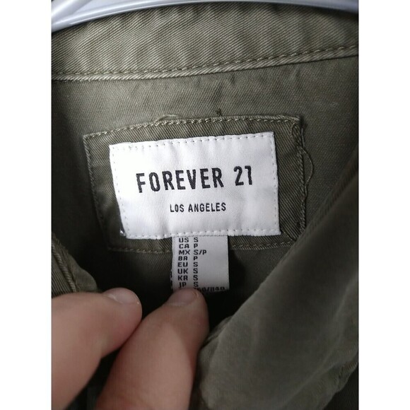 Forever 21 Olive Green Button Front Long Sleeve Army Shacket. Size S - Picture 4 of 12